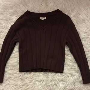 Aeropostale Dark Brown V-Neck Sweater